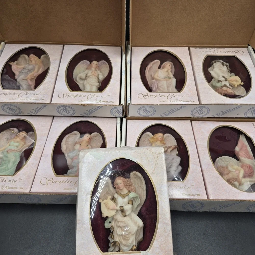 Lot Of 9 Seraphim Classics Angel Ornament Roman Inc New Old Stock In Orig Boxes